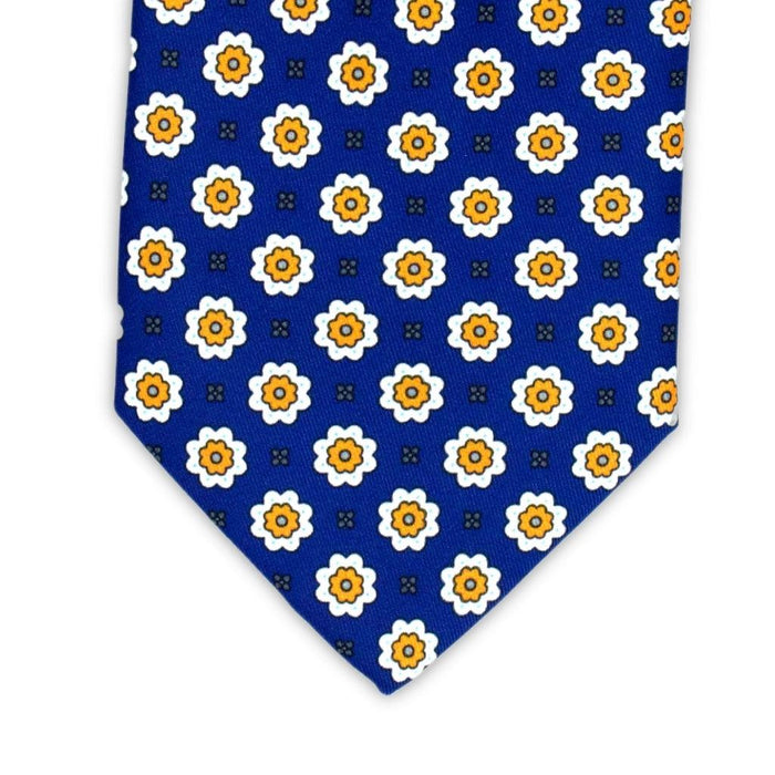 Margellina - Motivo Fiorellini - Cravatta 3 pieghe 100% Seta - Made in Italy
