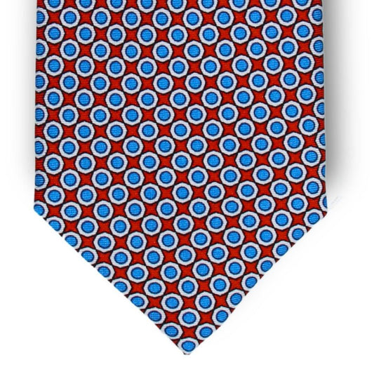 Pinta - Motivo Cerchi - Cravatta 3 pieghe 100% Seta  - Made In Italy