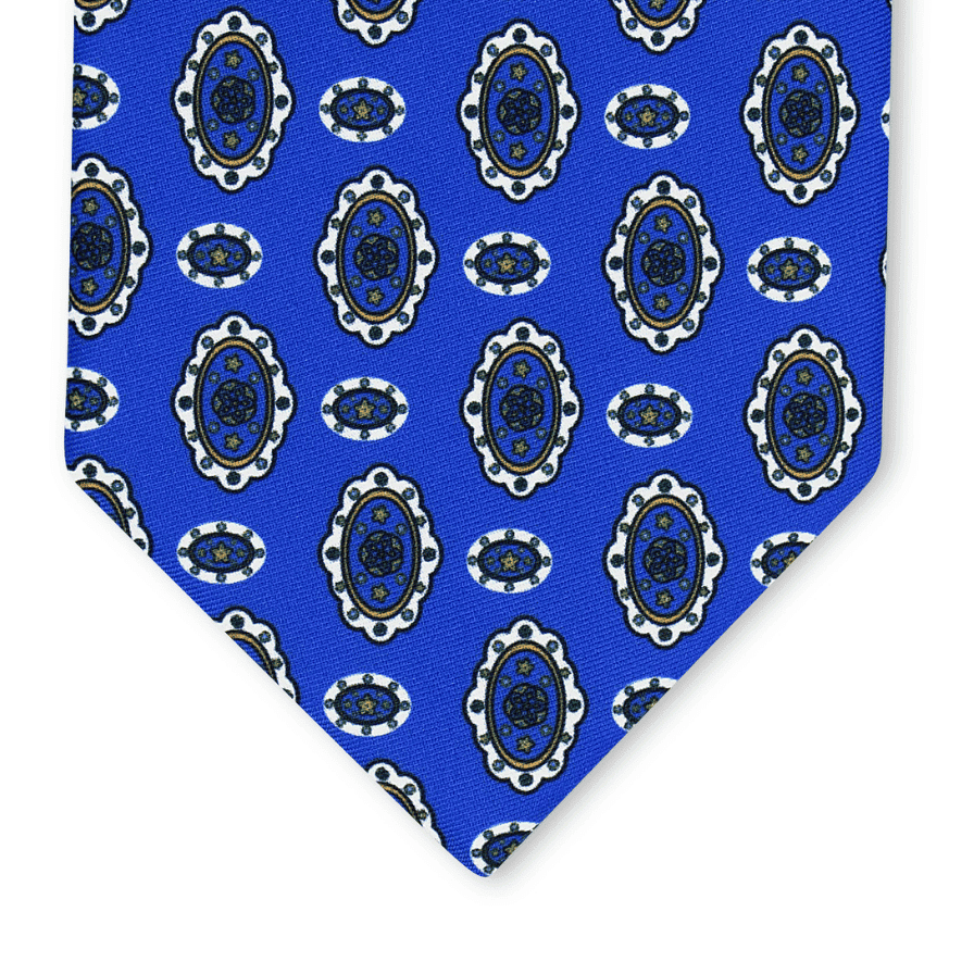 Maruzzella - Motivo Fiorellini e Cerchi - Cravatta 3 pieghe 100% Seta  - Made In Italy