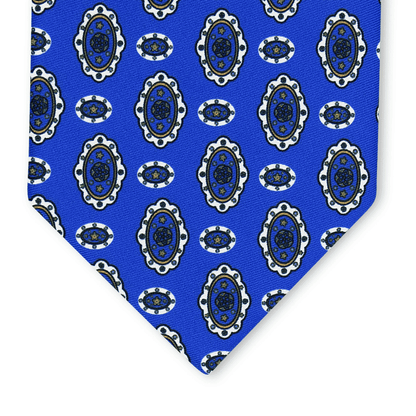 Maruzzella - Motivo Fiorellini e Cerchi - Cravatta 3 pieghe 100% Seta  - Made In Italy