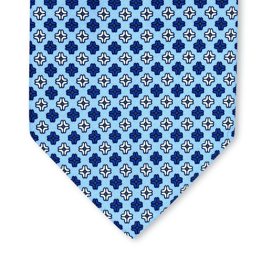 Ortensia - Motivo Fiorellini - Cravatta 3 pieghe 100% Seta - Made in Italy