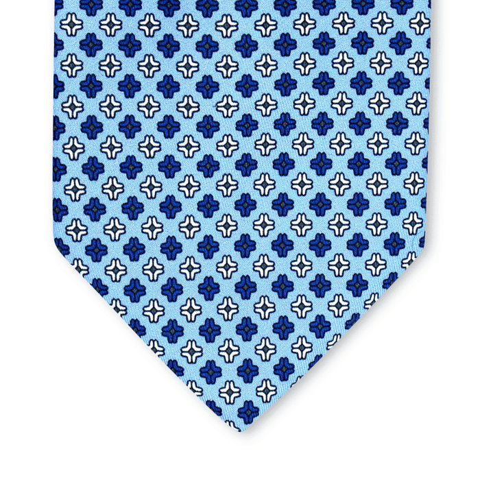 Ortensia - Motivo Fiorellini - Cravatta 3 pieghe 100% Seta - Made in Italy