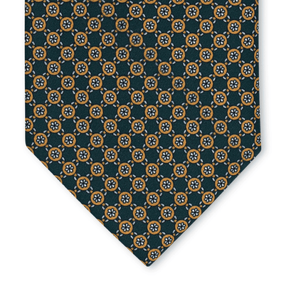 Ciurillo - Motivo Fiorellini, Cerchi, Catene - Cravatta 3 pieghe 100% Seta  - Made In Italy