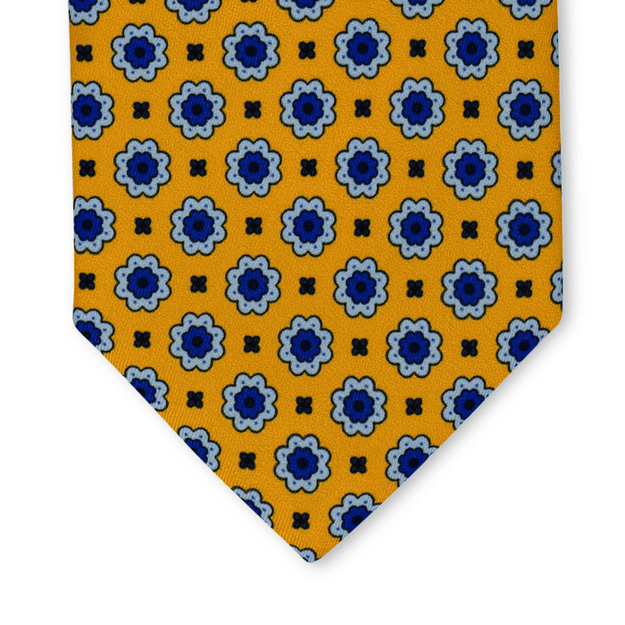 Girasole - Motivo Fiorellini - Cravatta 3 pieghe 100% Seta  - Made In Italy
