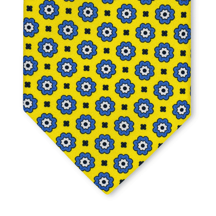 Nanassa - Motivo Fiorellini - Cravatta 3 pieghe 100% Seta - Made in Italy