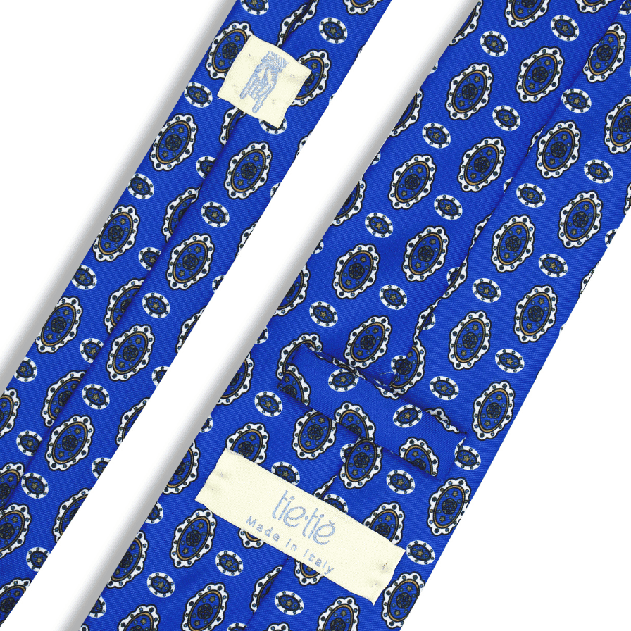 Maruzzella - Motivo Fiorellini e Cerchi - Cravatta 3 pieghe 100% Seta  - Made In Italy