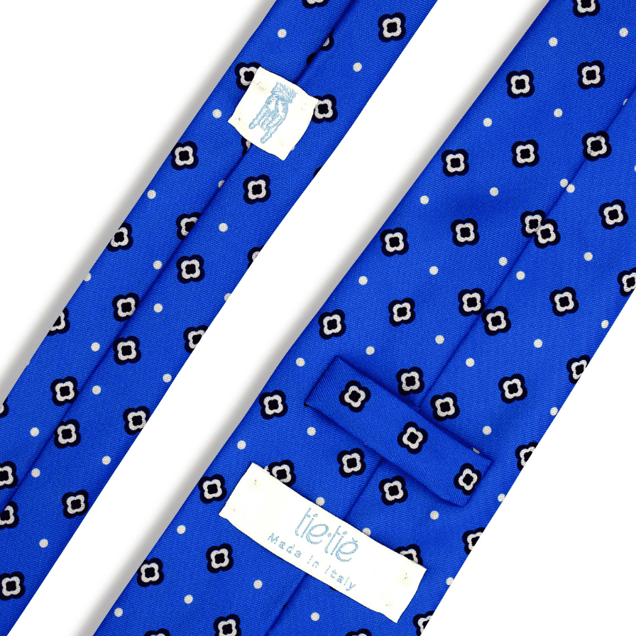 Capasanta - Motivo Fiorellini e Cerchi - Cravatta 3 pieghe 100% Seta  - Made In Italy