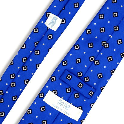 Capasanta - Motivo Fiorellini e Cerchi - Cravatta 3 pieghe 100% Seta  - Made In Italy