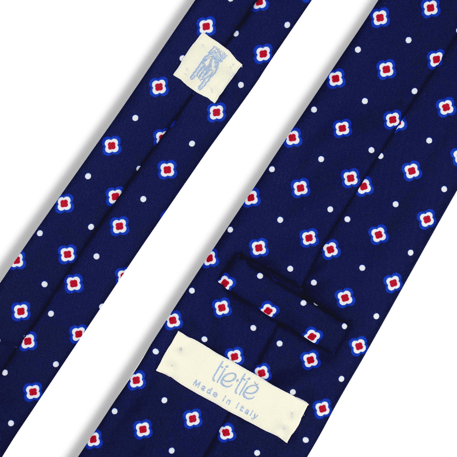 Cerasa - Motivo Fiorellini e Cerchi - Cravatta 3 pieghe 100% Seta  - Made In Italy