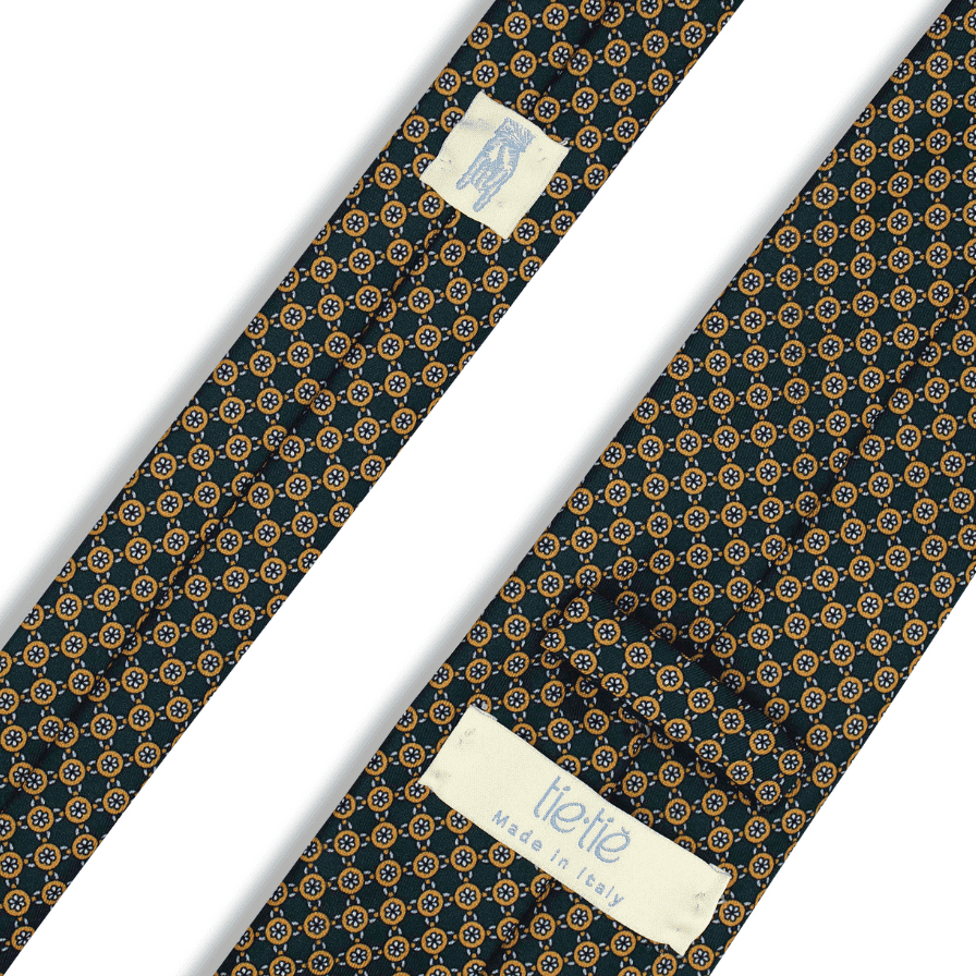 Ciurillo - Motivo Fiorellini, Cerchi, Catene - Cravatta 3 pieghe 100% Seta  - Made In Italy