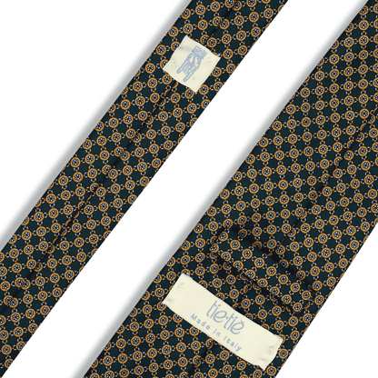 Ciurillo - Motivo Fiorellini, Cerchi, Catene - Cravatta 3 pieghe 100% Seta  - Made In Italy