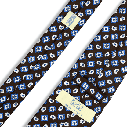 Floridiana - Motivo Fiorellini - Cravatta 3 pieghe 100% Seta  - Made In Italy