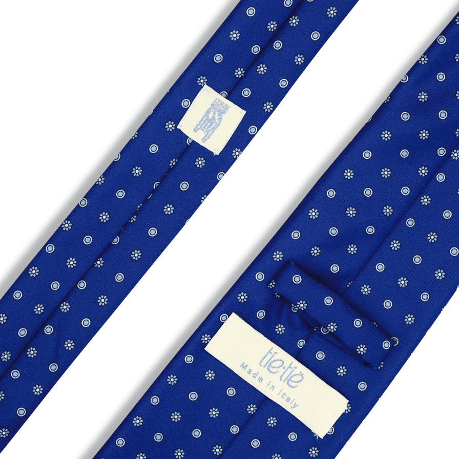 Iris - Motivo Fiorellini e Cerchi - Cravatta 3 pieghe 100% Seta - Made in Italy