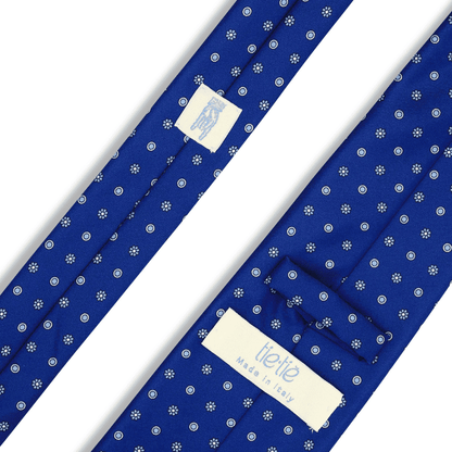 Iris - Motivo Fiorellini e Cerchi - Cravatta 3 pieghe 100% Seta - Made in Italy