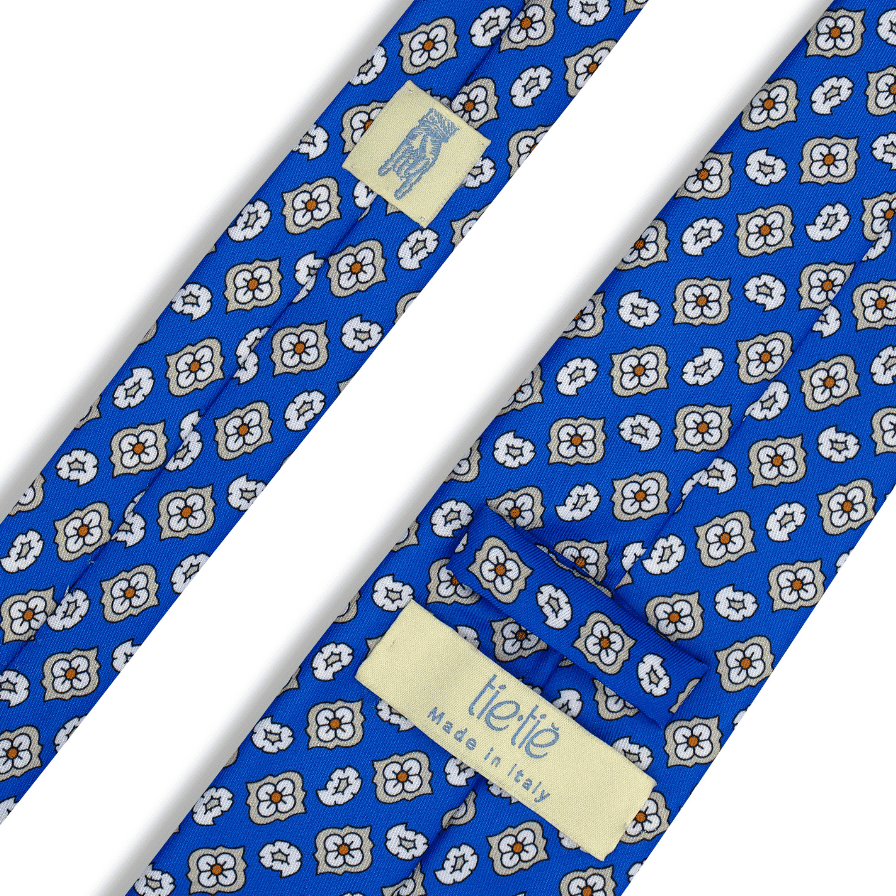 Jiglio - Motivo Fiorellini - Cravatta 3 pieghe 100% Seta - Made in Italy
