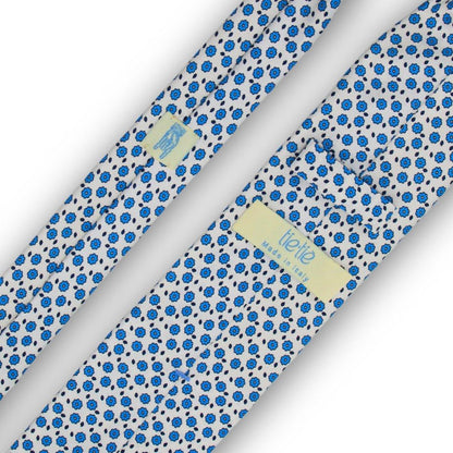 Ciurillo innevato - Motivo Fiorellini - Cravatta 3 pieghe 100% Seta  - Made In Italy