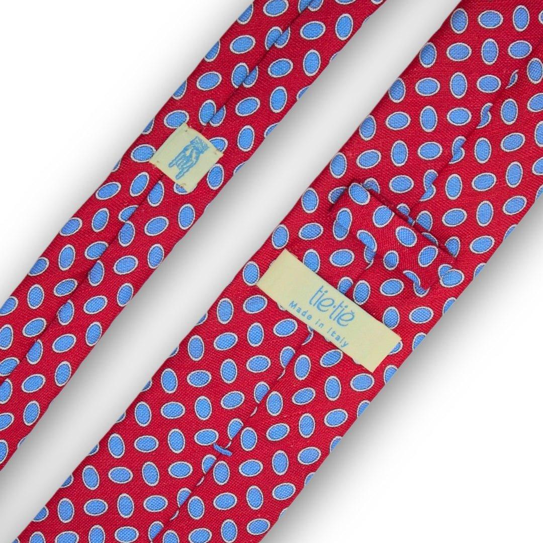 Ellisse - Motivo Cerchi - Cravatta 3 pieghe 100% Lino - Made In Italy