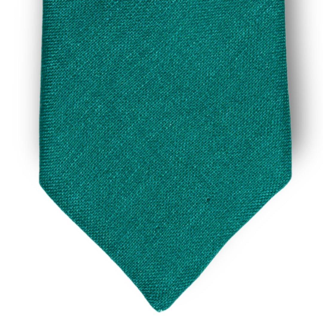 Smeraldo - Tinta Unita - Cravatta 3 pieghe 100% Lino - Made In Italy