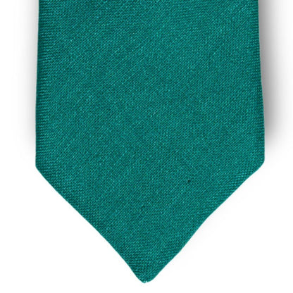 Smeraldo - Tinta Unita - Cravatta 3 pieghe 100% Lino - Made In Italy